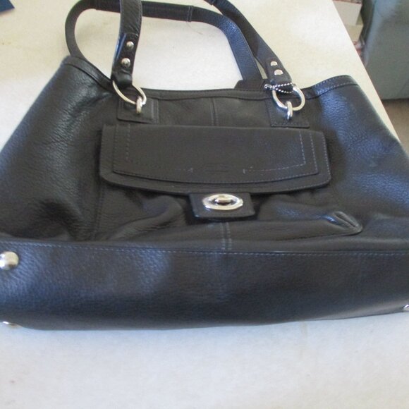 Coach  Black pebbled satchel 2 handle Leather Handbag purse - Picture 7 of 11
